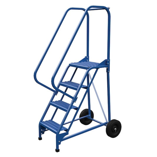 Vestil LAD-RAF-4-G 70 H Steel Roll A Fold Ladder, 58 deg., Grip, 4 Step, 4 Steps