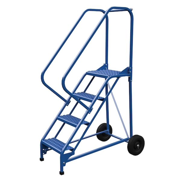 Vestil LAD-RAF-4-G-EZ 70 H Steel Roll A Fold Ladder, 50 deg., Grip, 4 Step, 4 Steps