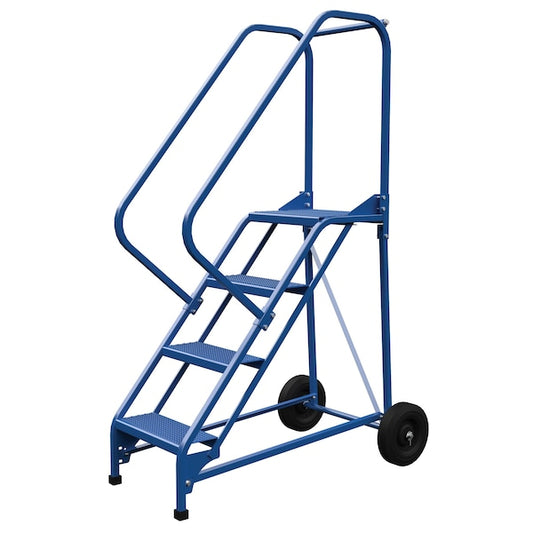 Vestil LAD-RAF-4-P-EZ 70 H Steel Roll A Fold Ladder, 50 deg., Perf, 4 Step, 4 Steps