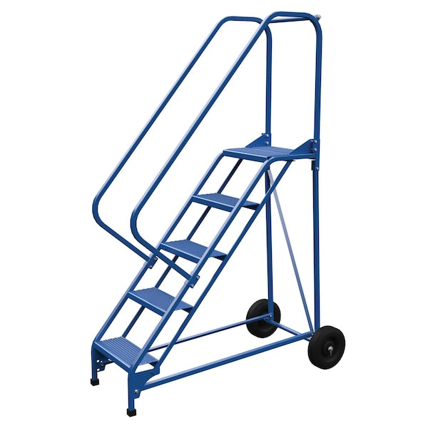 Vestil LAD-RAF-5-P-EZ 80 H Steel Roll A Fold Ladder, 50 deg., Perf, 5 Step, 5 Steps