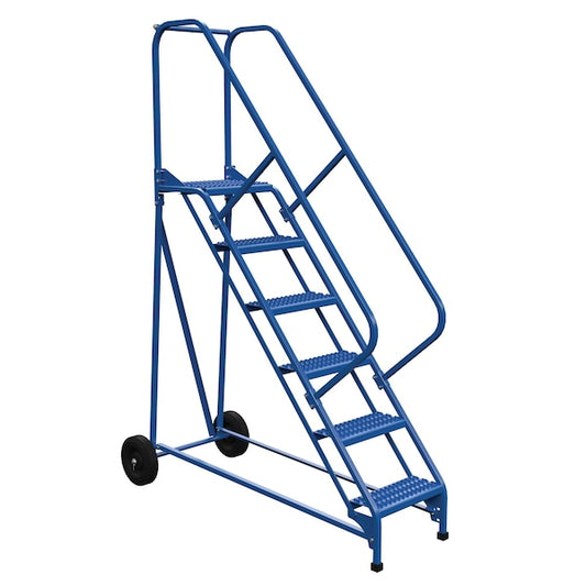 Vestil LAD-RAF-6-G-EZ 90 H Steel Roll A Fold Ladder, 50 deg., Grip, 6 Step, 6 Steps