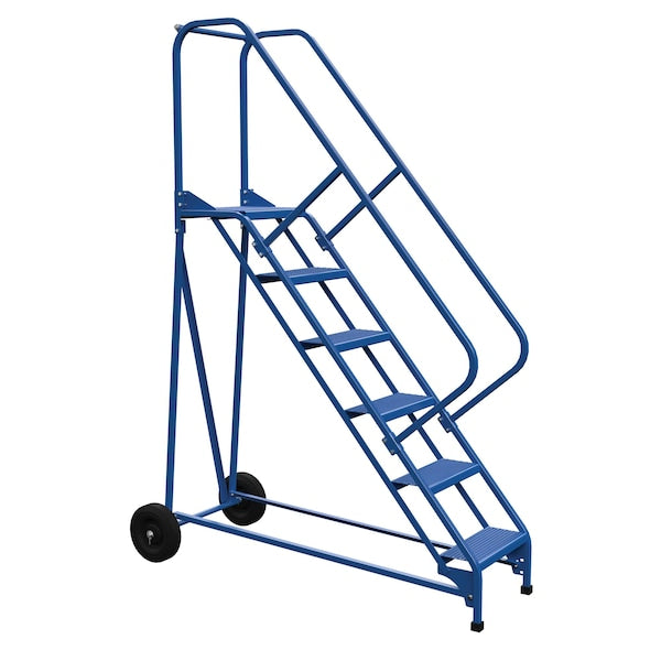 Vestil LAD-RAF-6-P-EZ 90 H Steel Roll A Fold Ladder, 50 deg., Perf, 6 Step, 6 Steps