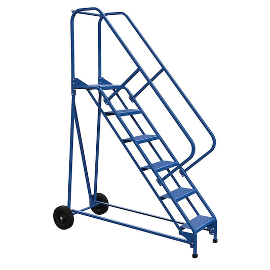 Vestil LAD-RAF-6-P-EZ 90 H Steel Roll A Fold Ladder, 50 deg., Perf, 6 Step, 6 Steps