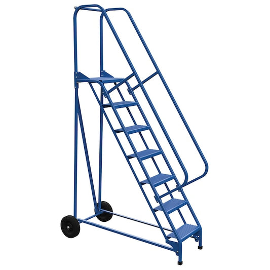 Vestil LAD-RAF-7-P 100 H Steel Roll A Fold Ladder, 58 deg., Perf, 7 Step, 7 in Steps