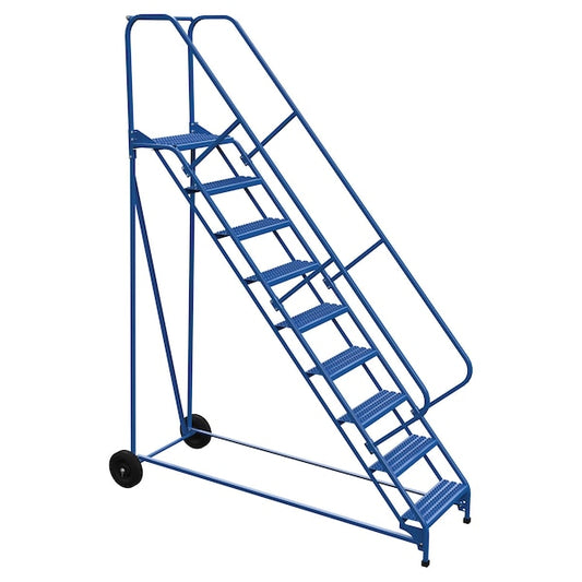 Vestil LAD-RAF-9-24-G-EZ 120 H Steel Roll A Fold Ladder, 50 deg., Grip, 9 Step, 9 Steps