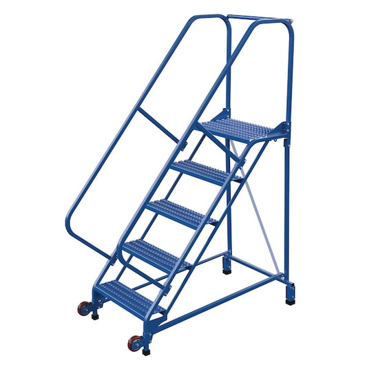 Vestil LAD-TRN-50-5-G 80 H Steel Tip N Roll Ladder, Grip, 5 Step, 50 deg., 5 Steps
