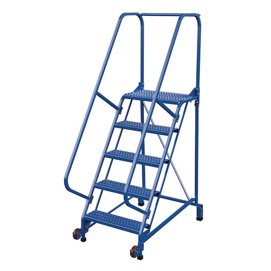Vestil LAD-TRN-60-5-G 80 H Steel Tip N Roll Ladder, Grip, 5 Step, 58 deg., 5 Steps