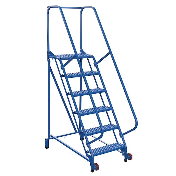 Vestil LAD-TRN-60-6-G 90 H Steel Tip N Roll Ladder, Grip, 6 Step, 58 deg., 6 Steps