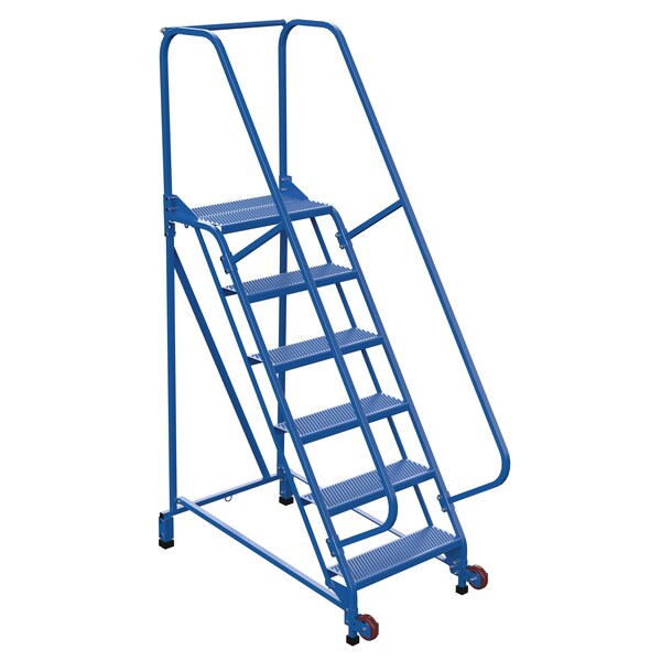 Vestil LAD-TRN-60-6-P 90 H Steel Tip N Roll Ladder, Perf, 6 Step, 58 deg., 6 Steps