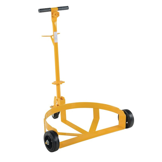 Vestil LO-DC-MR Steel Low Profile Drum Dolly W/ Mold On Rubber Casters, 21-5/8" x 31-5/8" x 37-5/8", 1200 Lb Cap, Yel