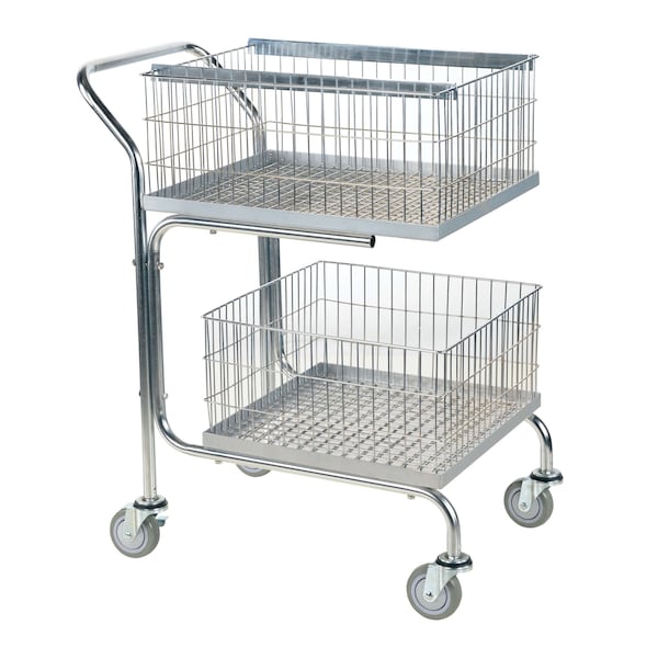 Vestil MAIL-55 Gray Mail Cart-Double Tray-Basket 200 lb Capacity 18 x 31 x 39