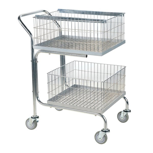 Vestil MAIL-55 Gray Mail Cart-Double Tray-Basket 200 lb Capacity 18 x 31 x 39