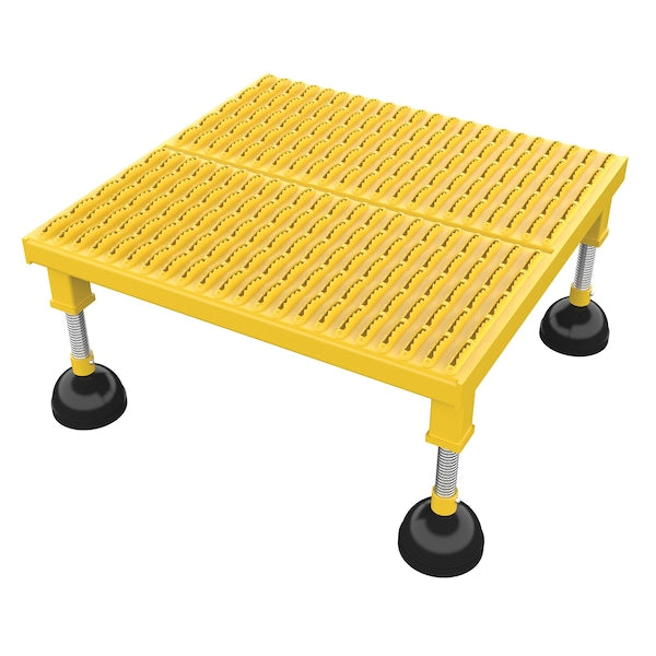 Vestil PAHW-L-2424 Portable Adj. Stand, 24x24, Low Serrated, 8.75 Overall Height, Steel, Yellow