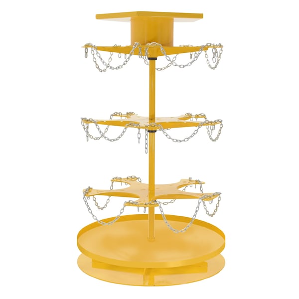 Vestil PAIL-T3-CAR-15 Steel 5 Gallon Pail Carousel Rack, 15 Pails 350 lbs. Capacity Per Shelf Yellow