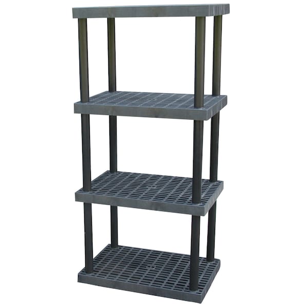 Vestil PBSS-3624-4 Plastic Bulk Shelf/Storage, 36x24, 4 Shelf, 4 Shelves, Black