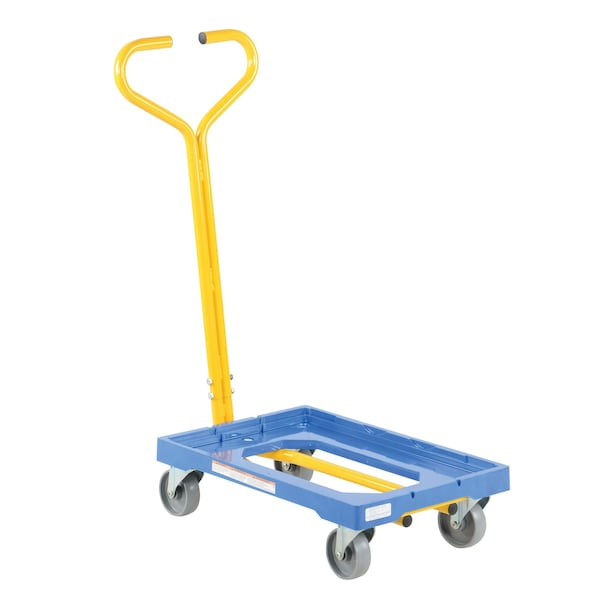 Vestil PDH-1624 Blue Plastic Dolly With Handle 500 lb Capacity 16 x 24