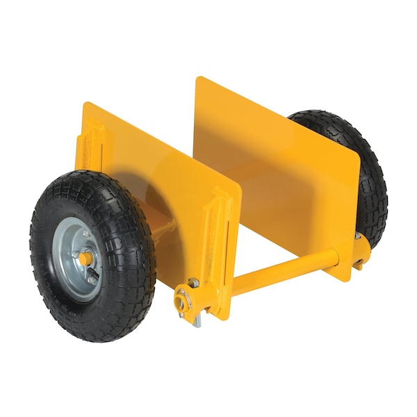 Vestil PLDL-ADJ-10PN Yellow Adjustable Panel Dolly 600 lb Capacity Pneumatic Casters