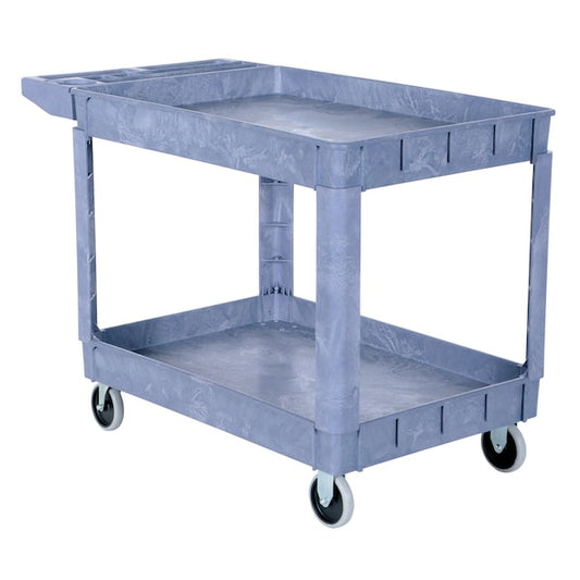 Vestil PLSC-2-2436 Plastic Utility Cart, 2 Shelves, 24.5 x 36, Foam Plastic, 550 lb Load Capacity, 2 Shelves, 25.5" W