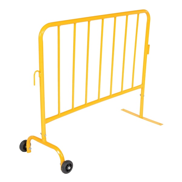 Vestil PRAIL-48-Y-WF 48"L Stl Barr 1Wheel1Flat Ylw