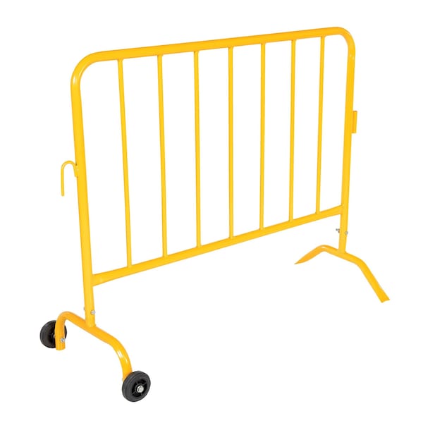 Vestil PRAIL-48-Y-W YELLOW BARRIER 48" W/FEET (1)CURVED (1) WHEELED