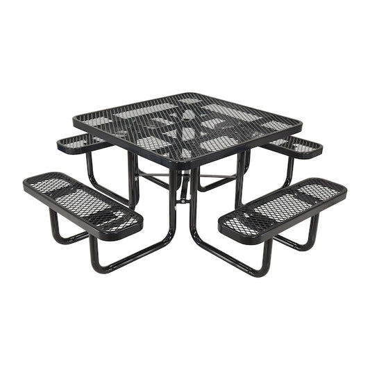 Vestil PT-MX-ST-46-BK Square Picnic Table, Black, Expandable Metal, 80.5 in L