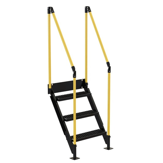 Vestil PWPS-ST-3-40-BKYL Work Plt Stairs 3 Steps 40 In. Tall