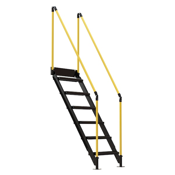 Vestil PWPS-ST-6-70-BKYL Work Plt Stairs 6 Steps 70 In. Tall