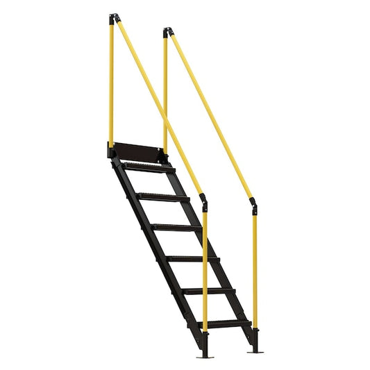 Vestil PWPS-ST-6-70-BKYL Work Plt Stairs 6 Steps 70 In. Tall