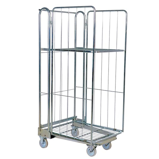 Vestil ROL-85 Galv Nestable Roller Container, 27.5x68.3, Gray, Steel, 27-1/2 in. W