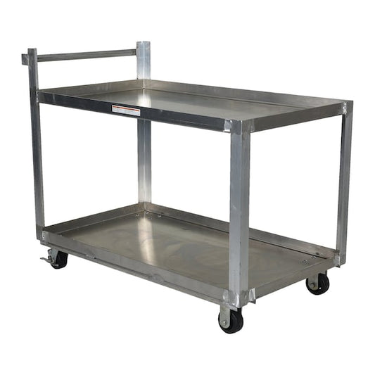 Vestil SCA2-2840 Aluminum Service Cart, 2 Shelves, 28x40, Aluminum, 660 lb Load Capacity, 2 Shelves, 27.875" W