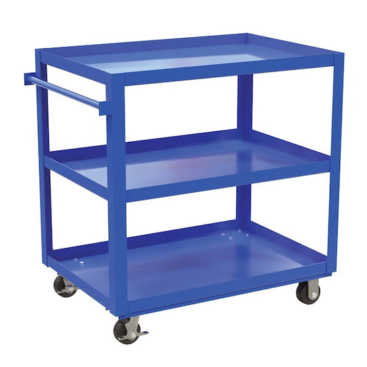 Vestil SCS3-2840 Steel Service Cart, 3 Shelves, 28 x 40, Steel, 1000 lb Load Capacity, 3 Shelves, 27.875" W