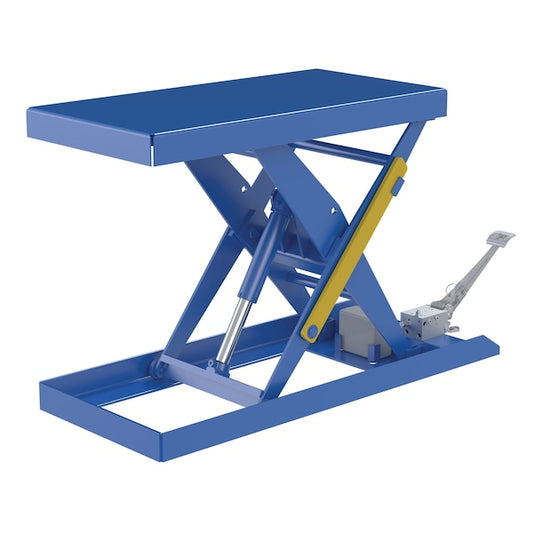 Vestil SCTAB-1000-2040-FP Rectangle Scissor Lift Table, 20.5" W, 63.0625" L, 32" H, Steel, Blue