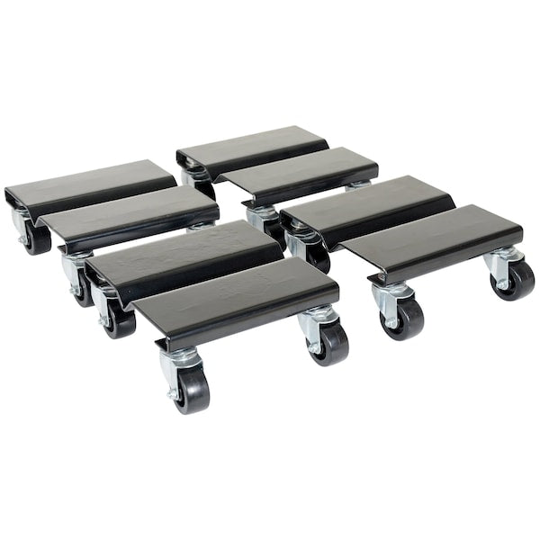 Vestil SDOL-4 Black Steel Dolly Set, 8"x8"x3-5/8", 4PK