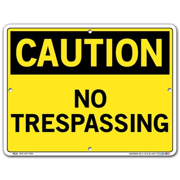 Vestil SI-C-15-B-AL-040 Aluminum Sign, 9-1/2" H, 12-1/2" W, Aluminum, Rectangle, English, SI-C-15-B-AL-040