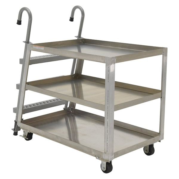 Vestil SPA3-2848 Stock Picker Truck - Aluminum, Aluminum, 1000 lb Load Capacity, 3 Shelves, 27.875" W