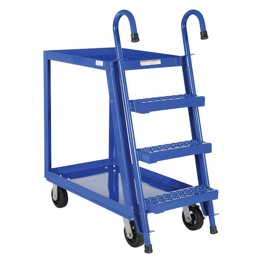 Vestil SPS2-2236-6MR Blue Steel Stock Picker 2 Shelf 22" x36" Rubber/Steel 1000lb Capacity