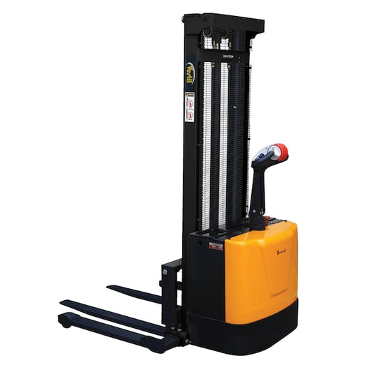 Vestil S-118-AA Adjustable Powered Lift Stacker, Load Cap. 2000 lb., Overall Width: 58"