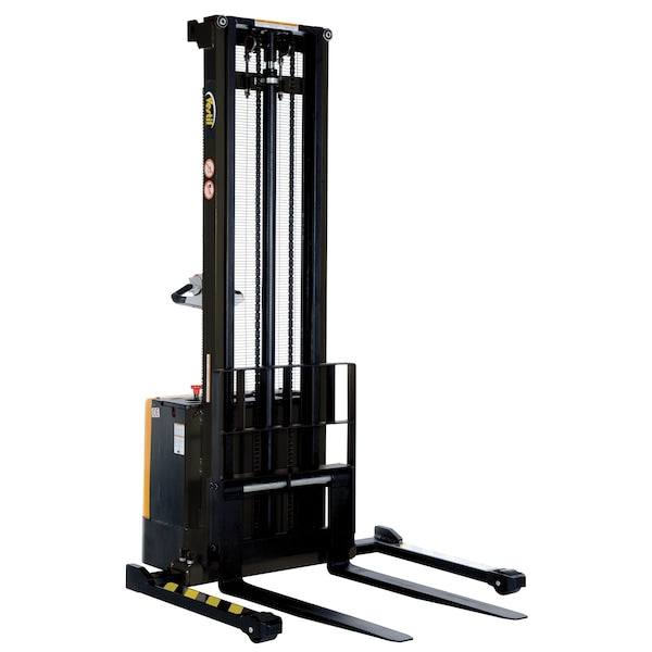 Vestil S-150-AA Adjustable Powered Lift Stacker, Load Cap. 2000 lb., Overall Width: 49-5/16"