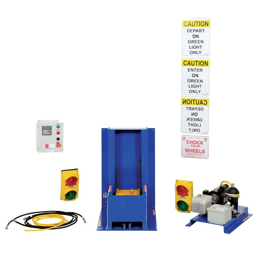 Vestil TL-100-F-S Steel Electric Hydraulic with Polypropylene Light Package Trailer Lock System Blue / Yellow