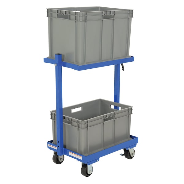 Vestil TSCT-2B Multi-Tier Cart, 2 Shelf, 2 Basket, 200 lb., Steel, 200 lb Load Capacity, 3 Shelves, 19.0625" W