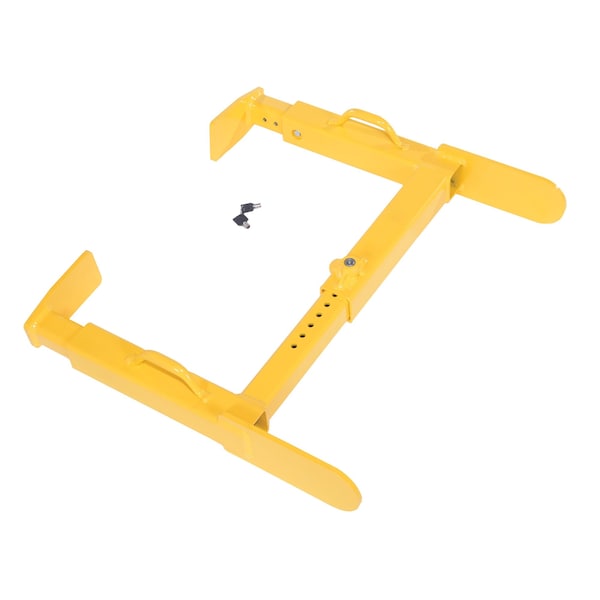 Vestil TWL-1223 Steel Trailer Wheel Lock, 12 X 23 Usable, For Use On Single Tires, Yellow