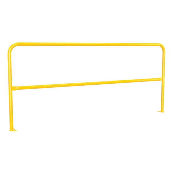 Vestil VDKR-8-BP-YL Steel Pipe Safety Railing with Welded Baseplate 8 Ft. Length Yellow