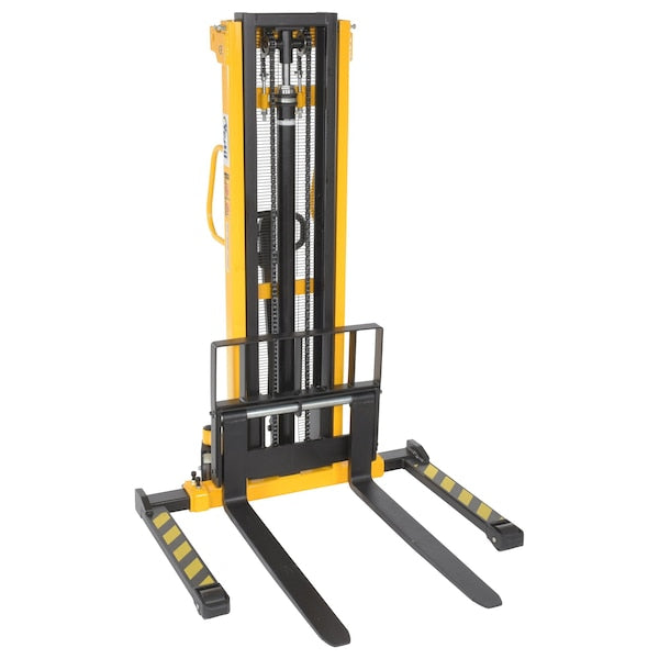 Vestil VHPS-2000-AA-118 Steel Stacker Manual Pump 2 - 118 In. 1,500 - 2,000 Lb. Capacity Black / Yellow