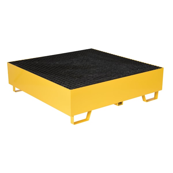 Vestil VSRB-YL-4 Yellow Drum Retention Basin, 49x49x14, 4 Drum, Steel
