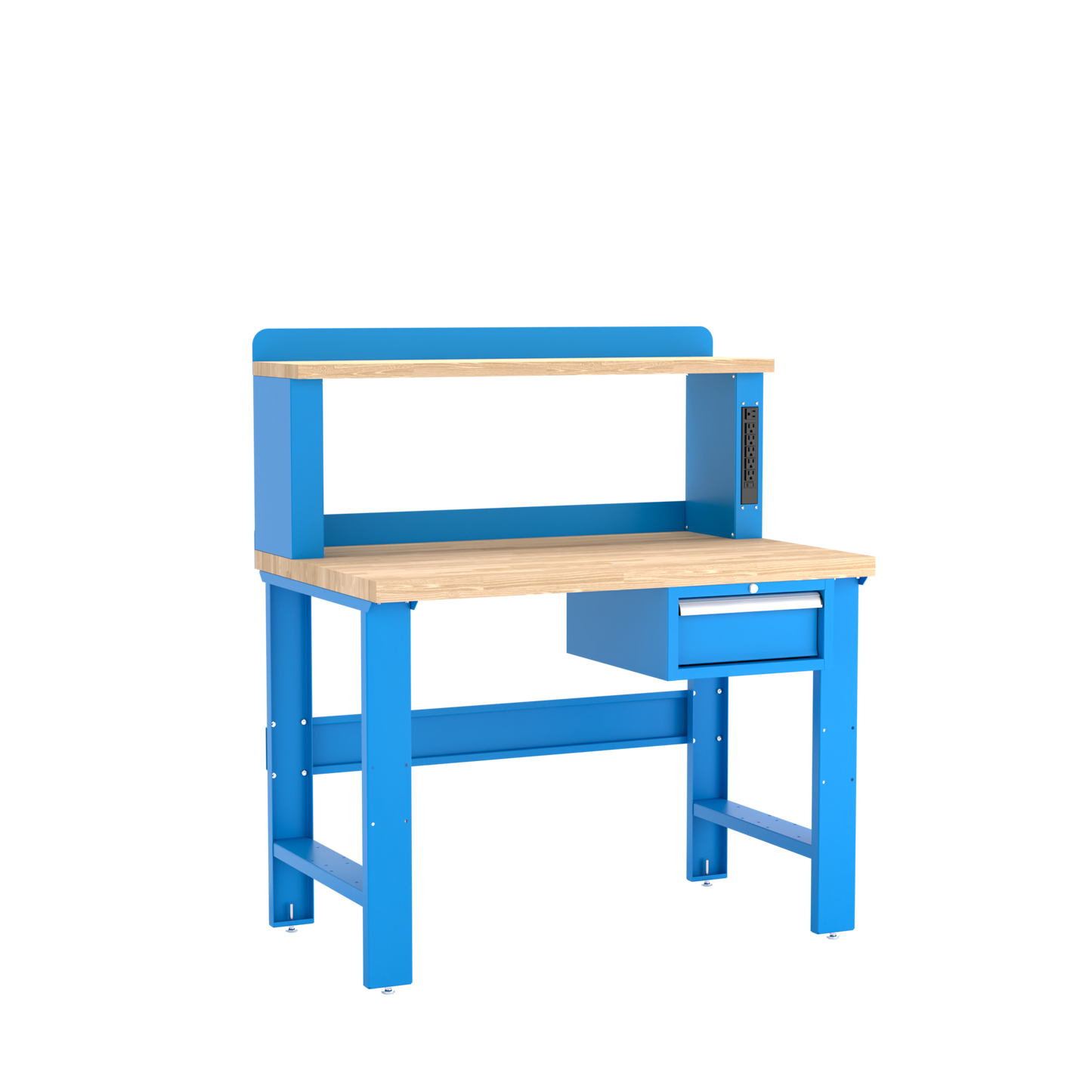 Champion Tool Storage WB102-B4830-BB Single Drawer Standard Depth Workbench, 12" Power Riser WB102 | 48"W x 35-1/4"H x 30"D, Bright Blue