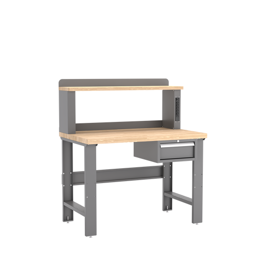 Champion Tool Storage WB102-B4830-DG Single Drawer Standard Depth Workbench, 12" Power Riser WB102 | 48"W x 35-1/4"H x 30"D, Dark Gray