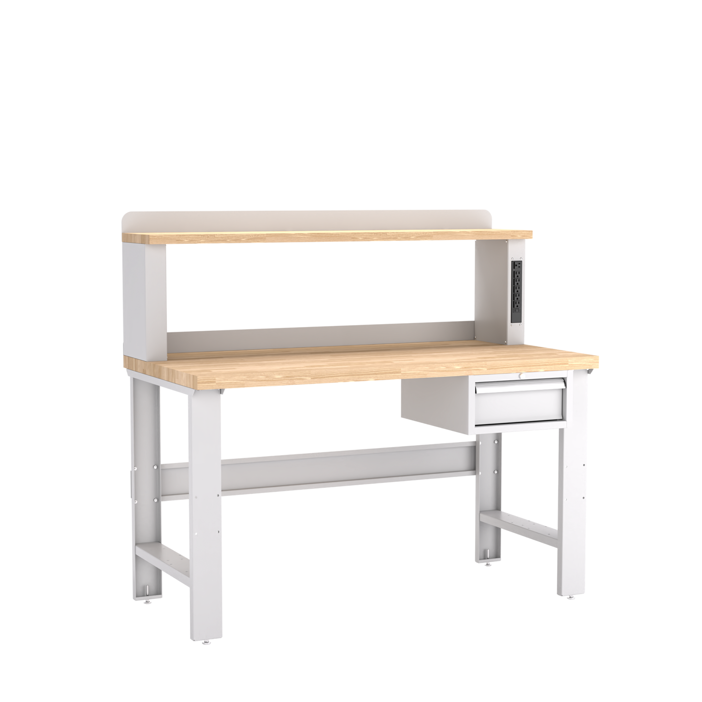 Champion Tool Storage WB102-B6030-LG Single Drawer Standard Depth Workbench, 12" Power Riser WB100 | 60"W x 35-1/4"H x 30"D, Light Gray