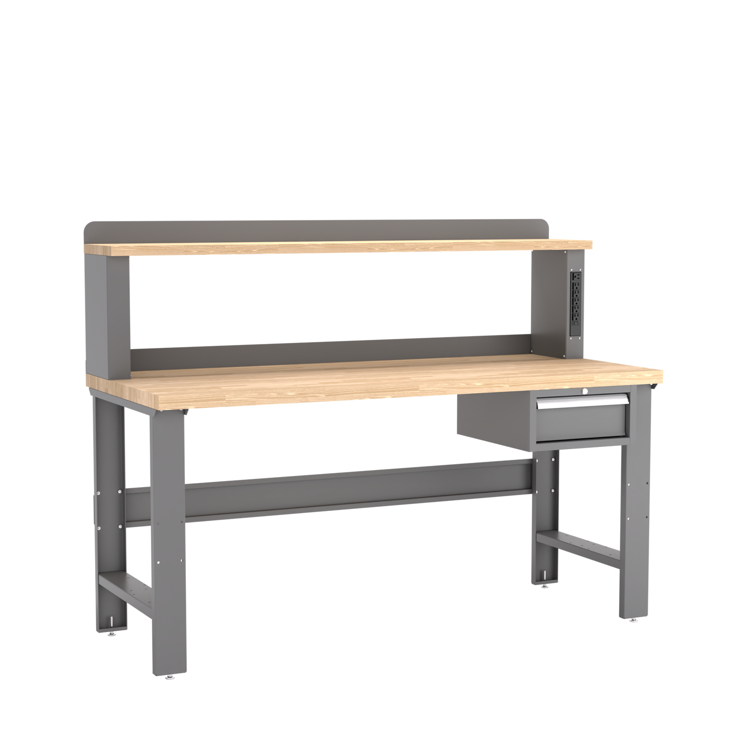 Champion Tool Storage WB102-B7230-DG Single Drawer Standard Depth Workbench, 12" Power Riser WB100 | 72"W x 35-1/4"H x 30"D, Dark Gray