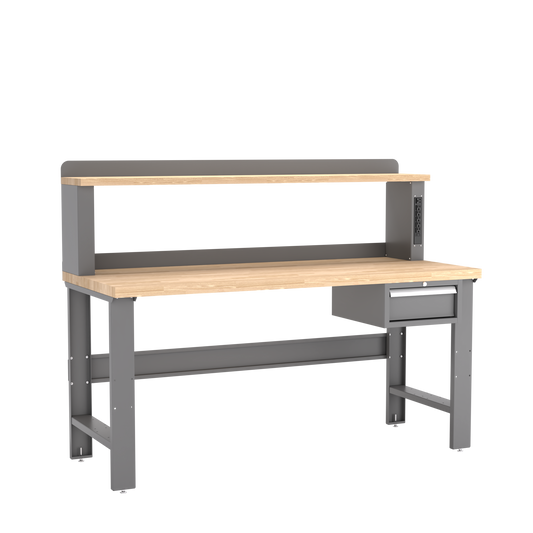 Champion Tool Storage WB102-B7230-DG Single Drawer Standard Depth Workbench, 12" Power Riser WB100 | 72"W x 35-1/4"H x 30"D, Dark Gray