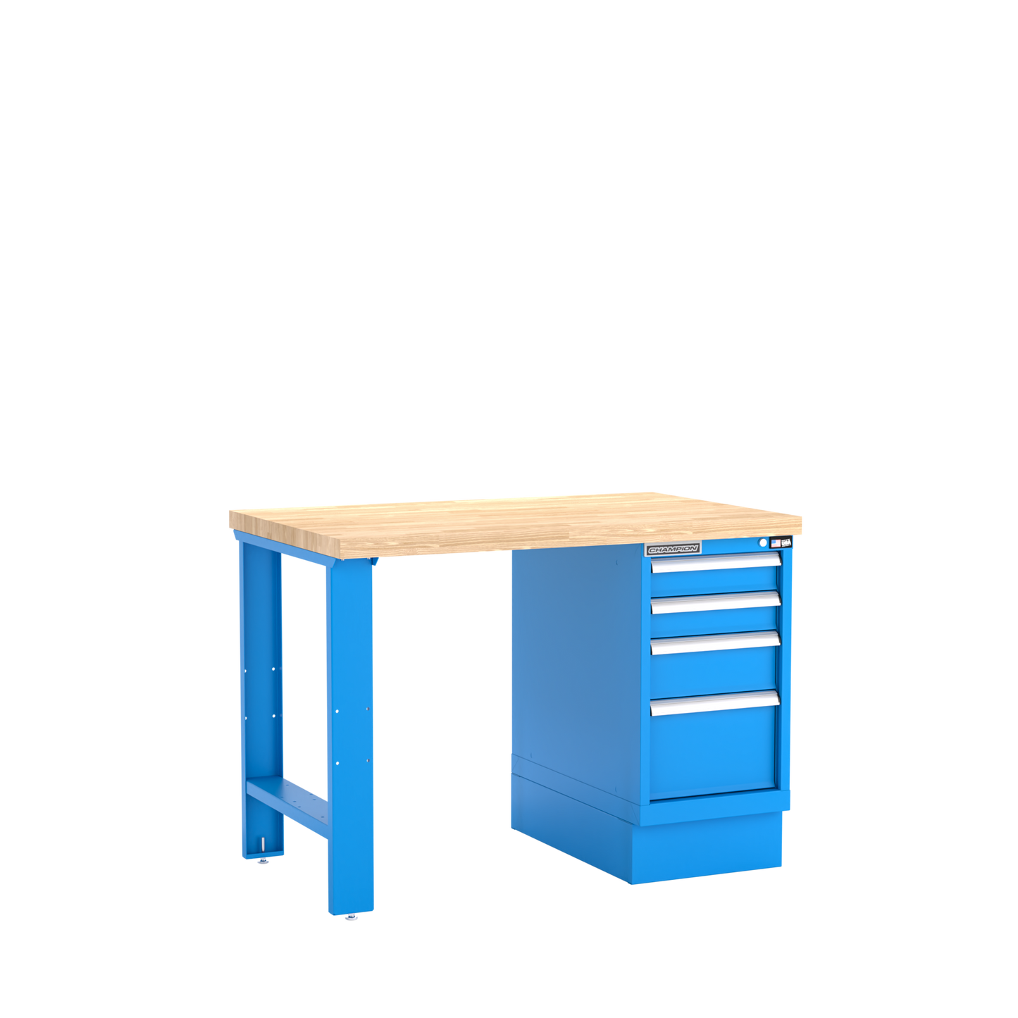 Champion Tool Storage WB200-B4830-BB 4-Drawer Standard Depth Cabinet Workbench WB200 | 48"W x 35-1/4"H x 30"D, Bright Blue